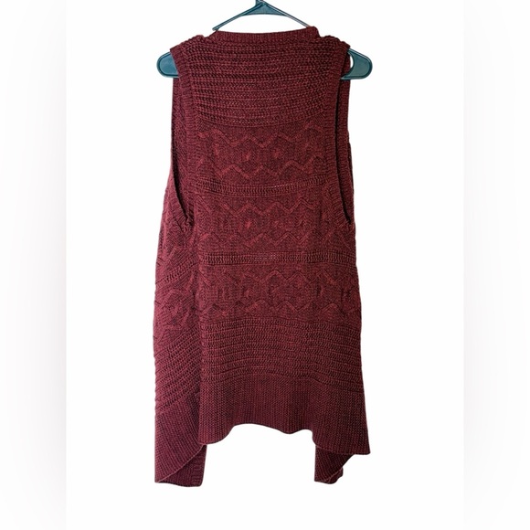 💥Vanity Burgundy Knit Cardigan Vest Large - Picture 2 of 3